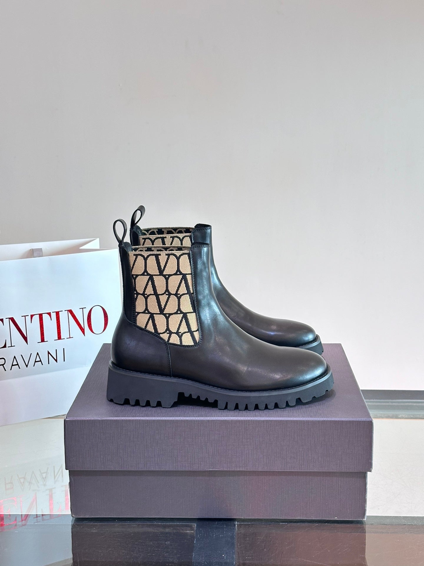Valentino Men's Leather Short Boots - Luxury Comfort and Style