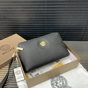 Versace Double Zipper Cowhide Clutch Bag - Multifunctional Men's Wallet