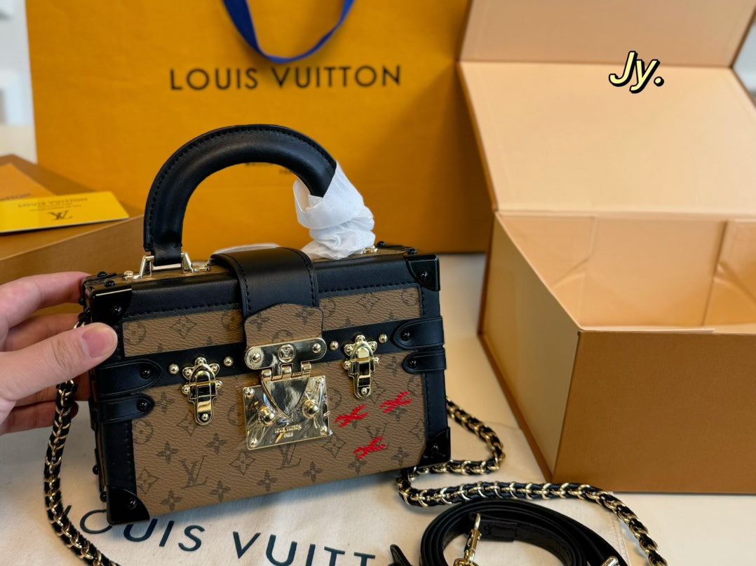 Louis Vuitton PETITE MALLE Hard Box Handbag - Compact Elegance