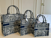 Retro Dior Embroidered Canvas Tote Bag - Stylish and Versatile