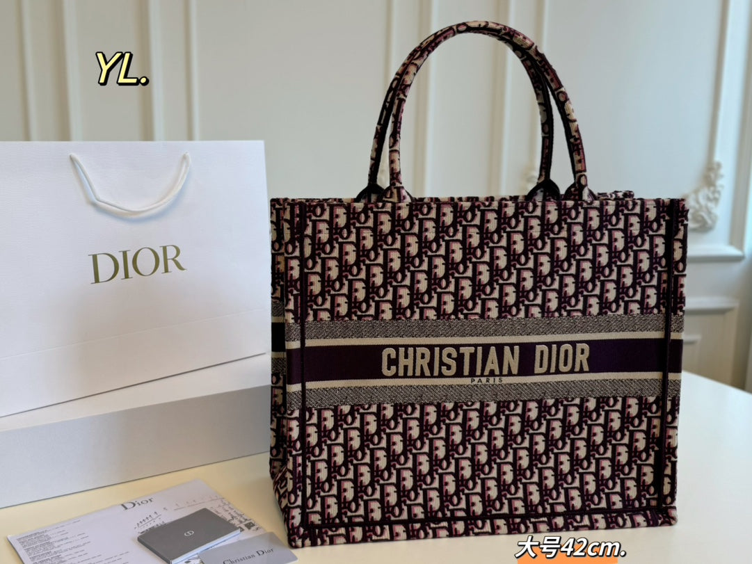 Large Dior Canvas Embroidered Tote Bag â€“ Retro Luxury
