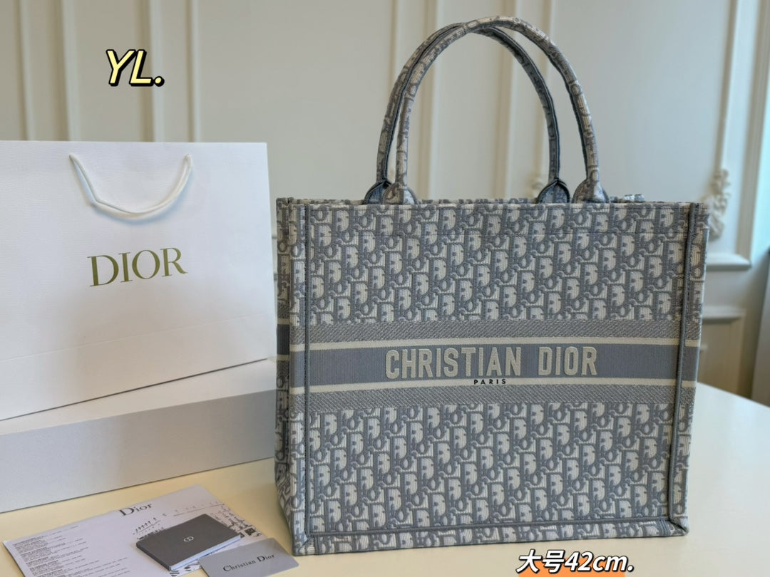 Large Dior Canvas Embroidered Tote Bag â€“ Retro Luxury