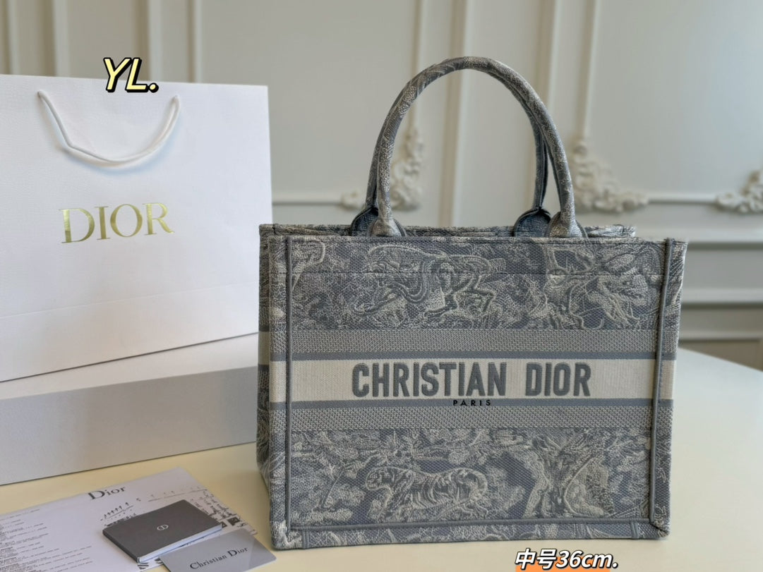 Dior Canvas Embroidered Tote Bag - Medium Retro Charm