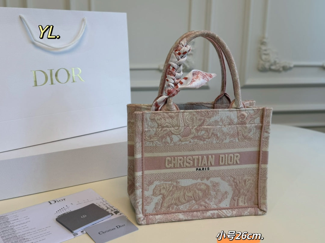 Dior Embroidered Canvas Tote Bag - Retro Chic & Versatile