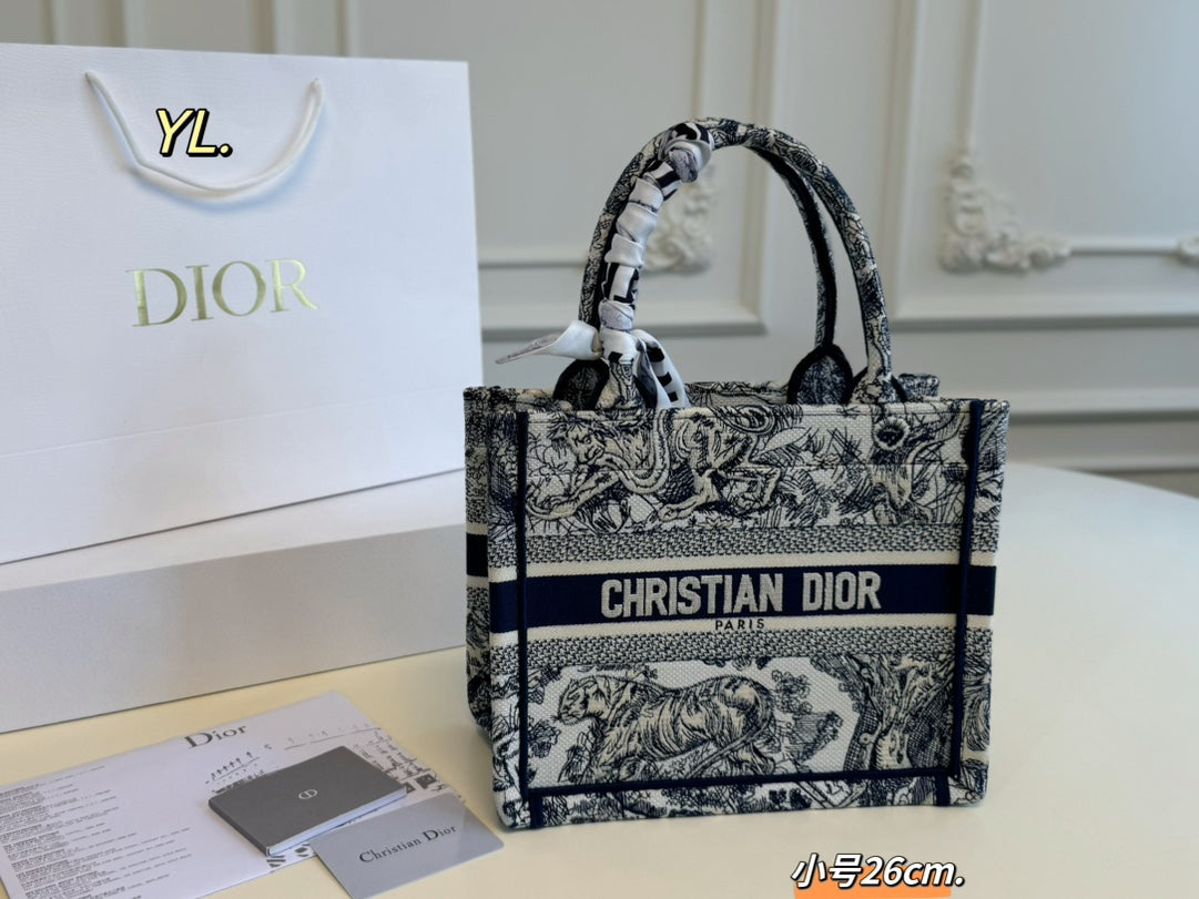 Dior Embroidered Canvas Tote Bag - Retro Chic & Versatile
