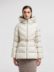 Moncler Brosse Women's Short Down Jacket with Hood and Gold Buckle