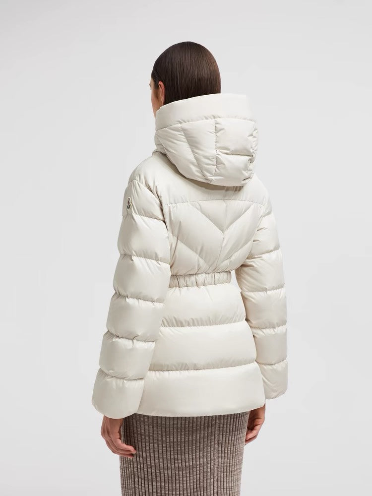 Moncler Brosse Women's Short Down Jacket with Hood and Gold Buckle