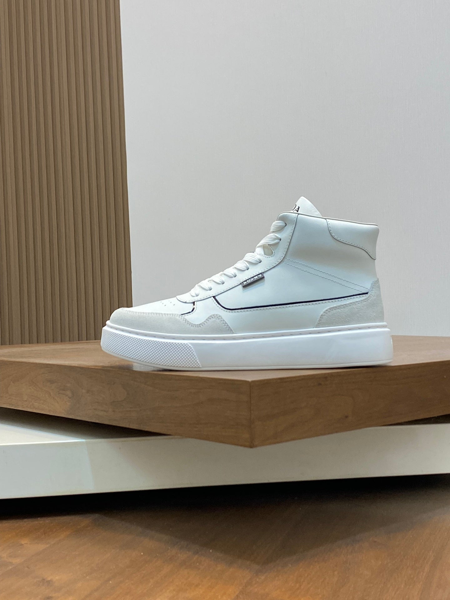 Prada Men's High-Top Leather Casual Sneakers