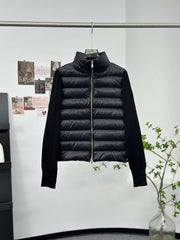 Moncler Knitted Stitched Stand Collar Down Jacket