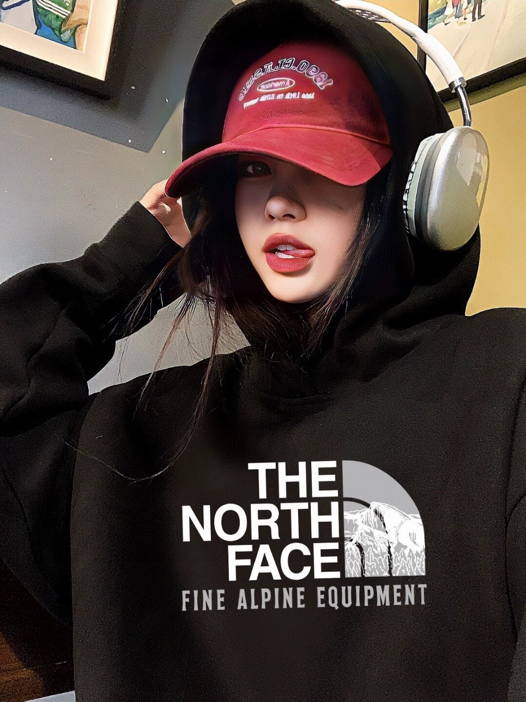 The North Face Velvet Hooded Sweatshirt for Men and Women