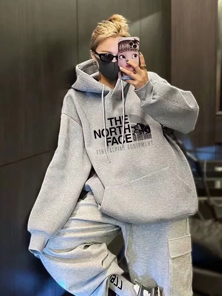 The North Face Velvet Hooded Sweatshirt for Men and Women