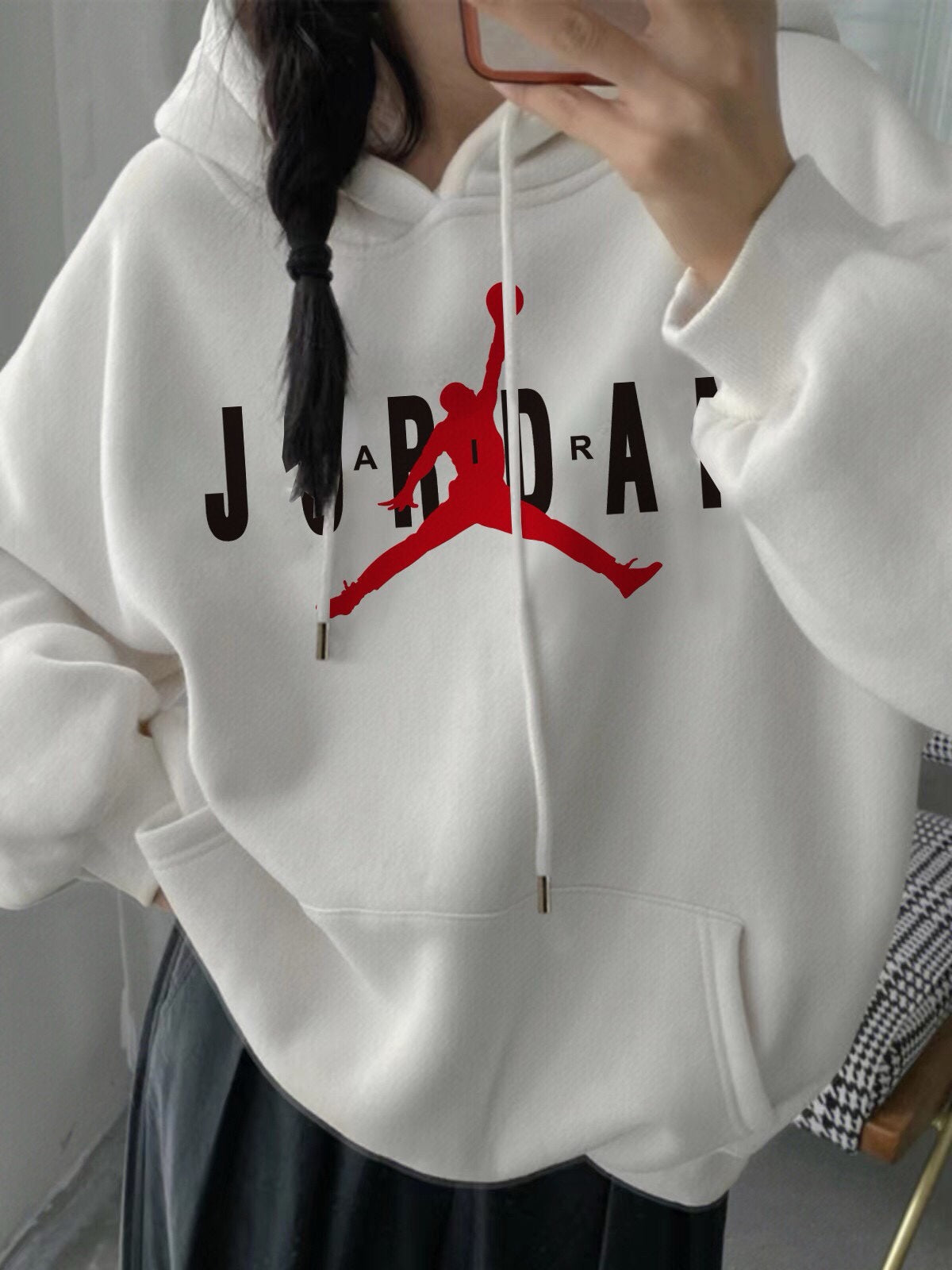 Jordan AJ Unisex Velvet Pullover Sweatshirt - Large Logo Design