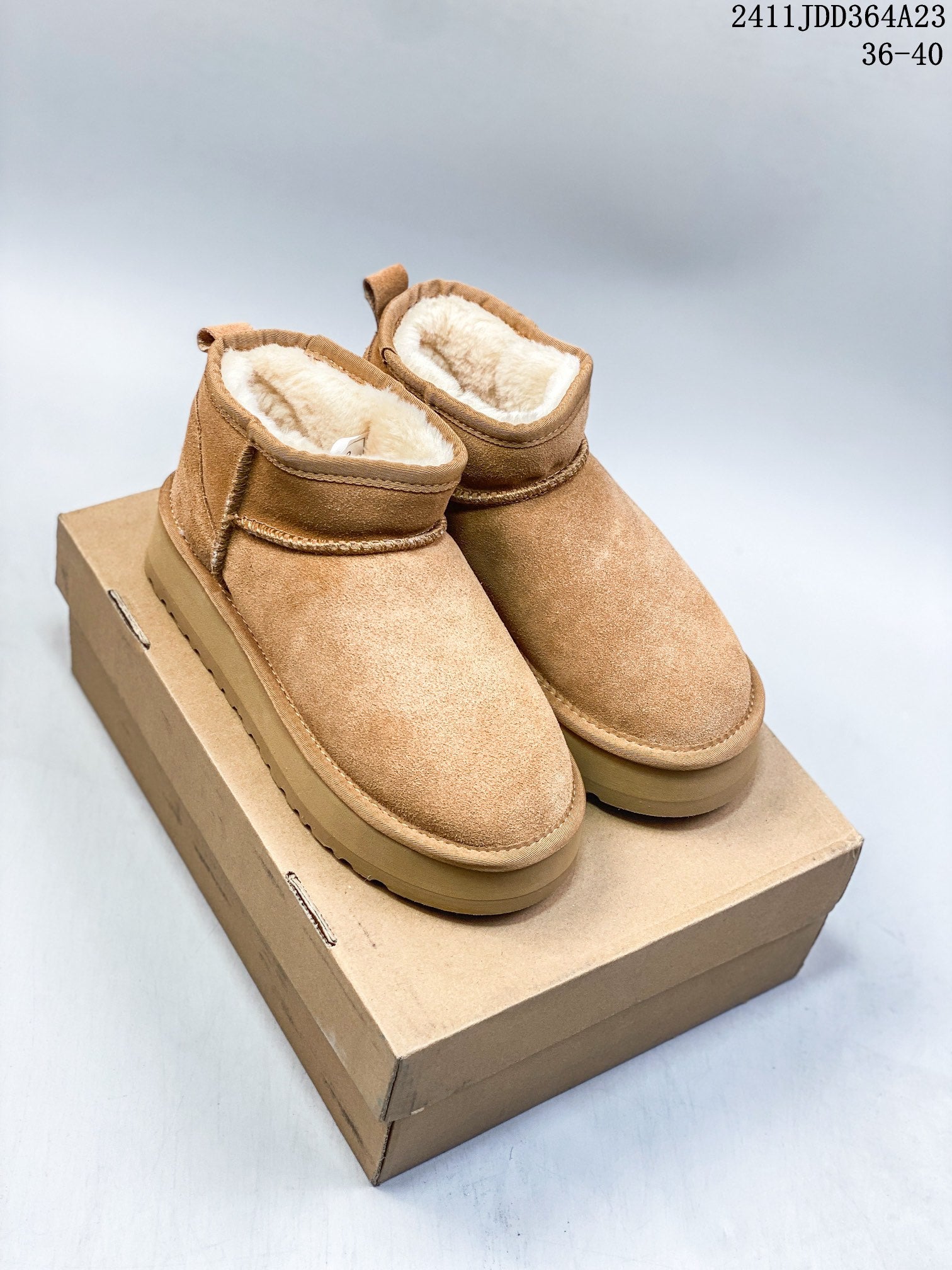Women's 2024 Zhou Dongyu Thick-Soled Snow Boots with Faux Fur