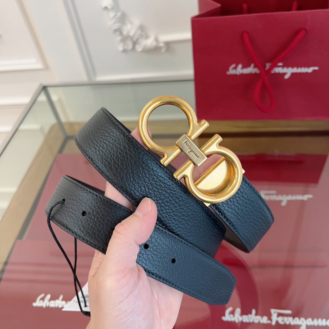 Ferragamo Men's Double-Sided Cowhide Belt - Customizable Length