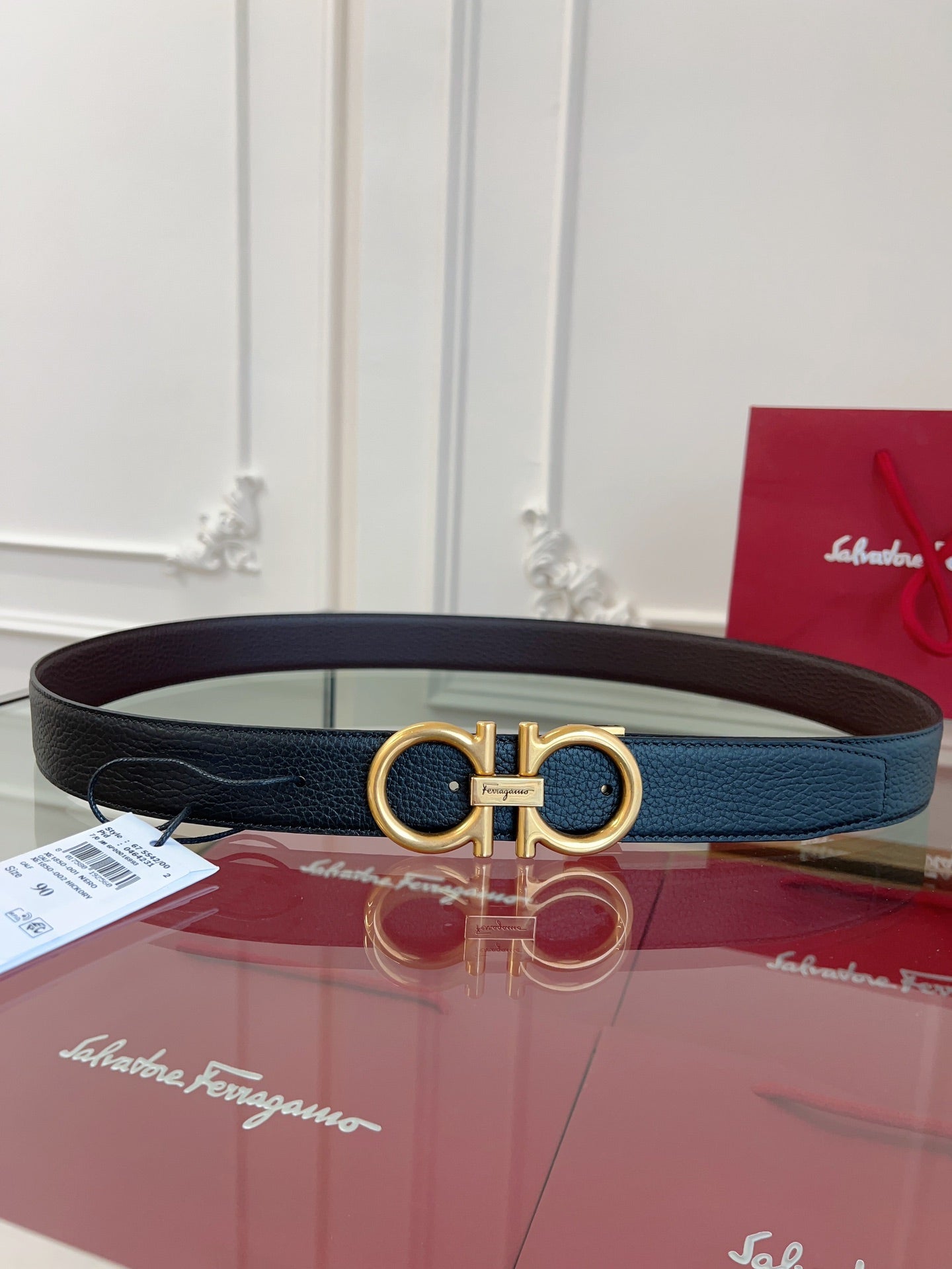 Ferragamo Men's Double-Sided Cowhide Belt - Customizable Length