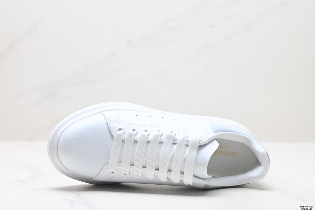 Alexander McQueen High-End Luxury White Leather Sneakers