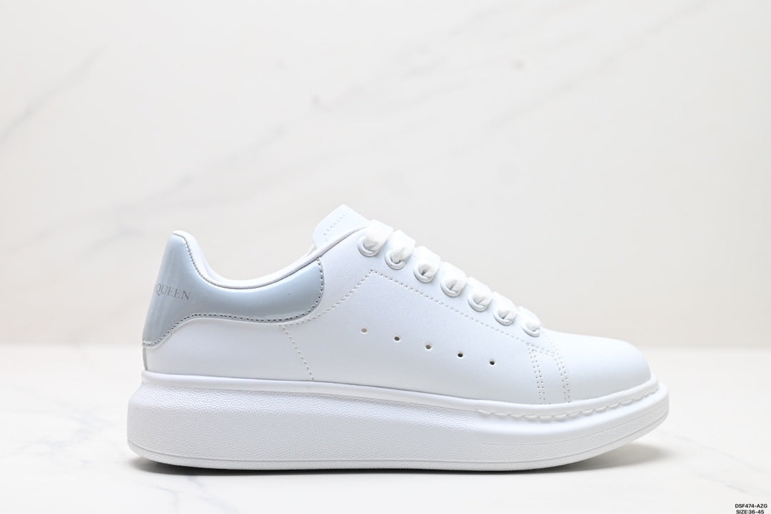 Alexander McQueen High-End Luxury White Leather Sneakers