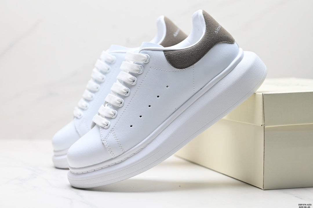 Alexander McQueen Men's Leather Sole Sneakers - Luxury White Casual Shoes