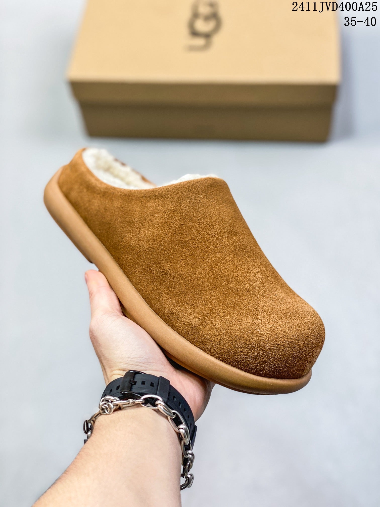 UGG Suede British Style Half-Flop Snow Boots for Women