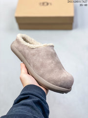 UGG Curly Little Potato Half-Wrap Wool Shoes - Antelope Brown Maroon Taro