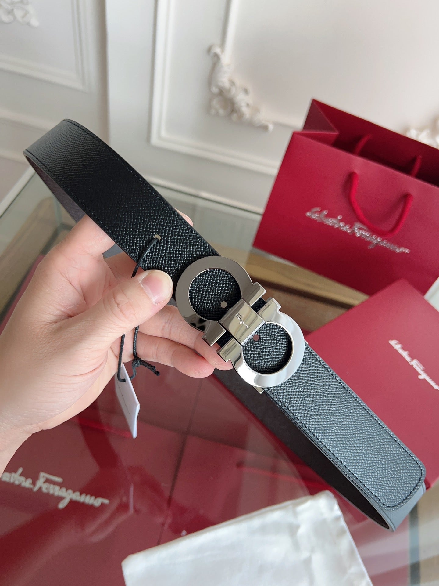 Custom Dual-Sided Men's Leather Belt - Ferragamo