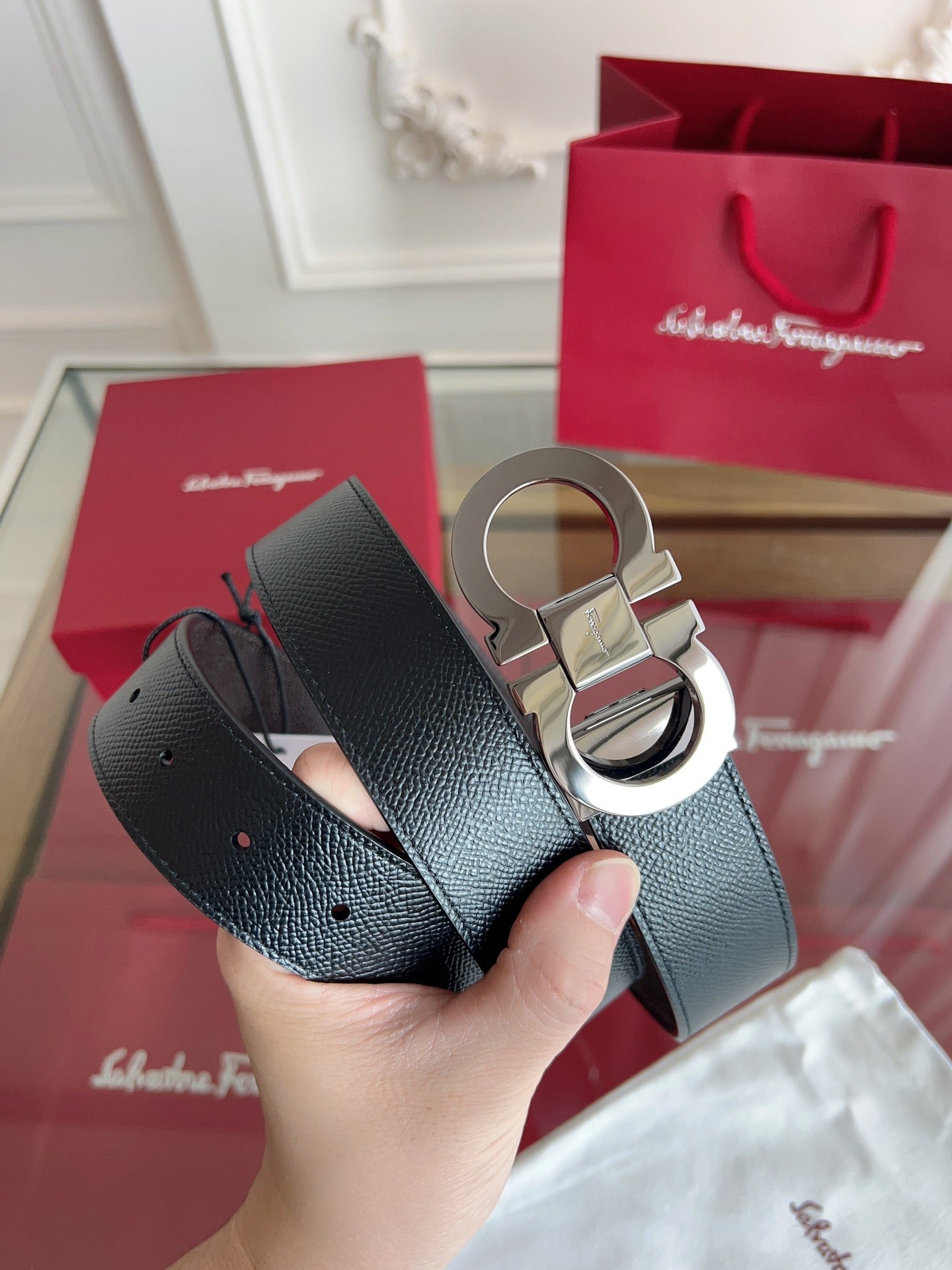 Custom Dual-Sided Men's Leather Belt - Ferragamo