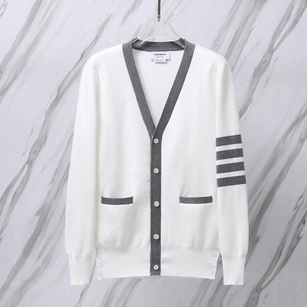 Thom Browne M18 Contrast Striped Wool Blend Cardigan