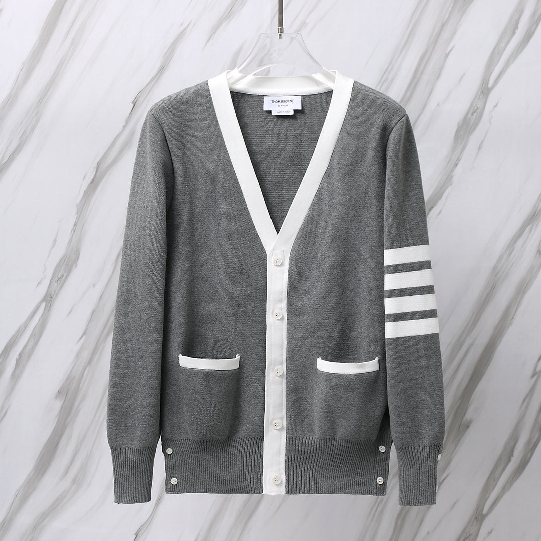 Thom Browne TB M18 Contrasting Color Knit Cardigan
