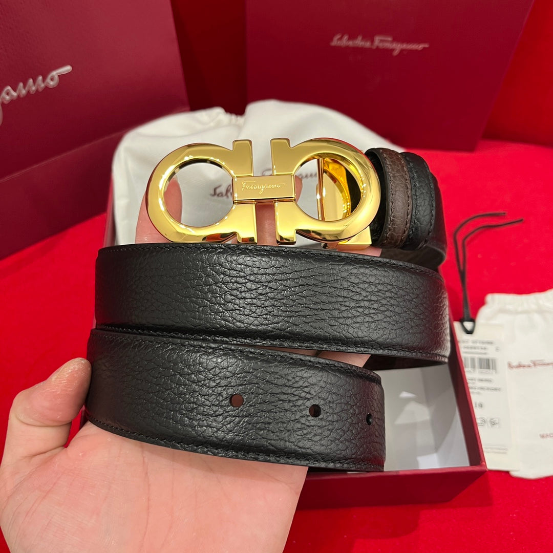 Customizable Double-Sided Men's Leather Belt by Ferragamo