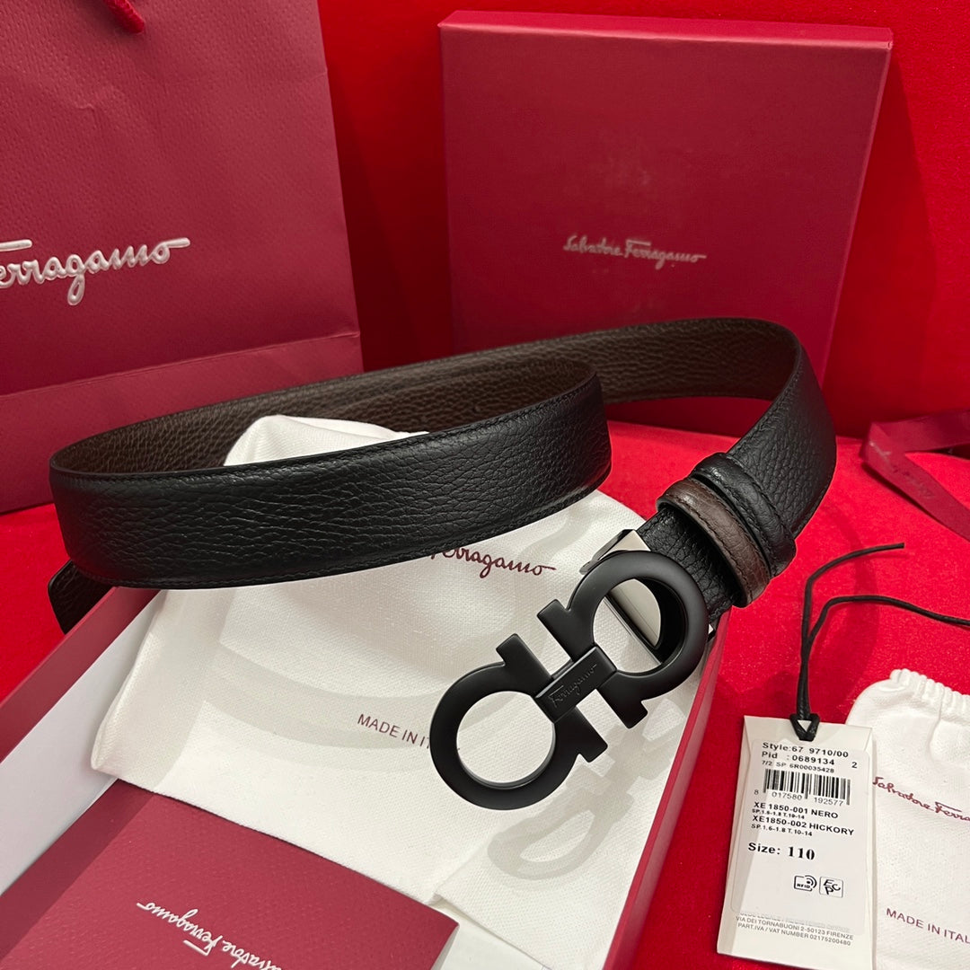 Ferragamo Double-Sided Men's Belt â€“ Customizable Cowhide Design