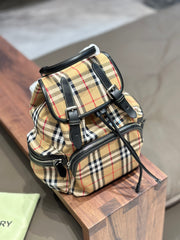 Unisex Burberry Striped Backpack with Leather Trims