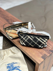 Burberry Women's Mini Plaid Jacquard Hobo Bag