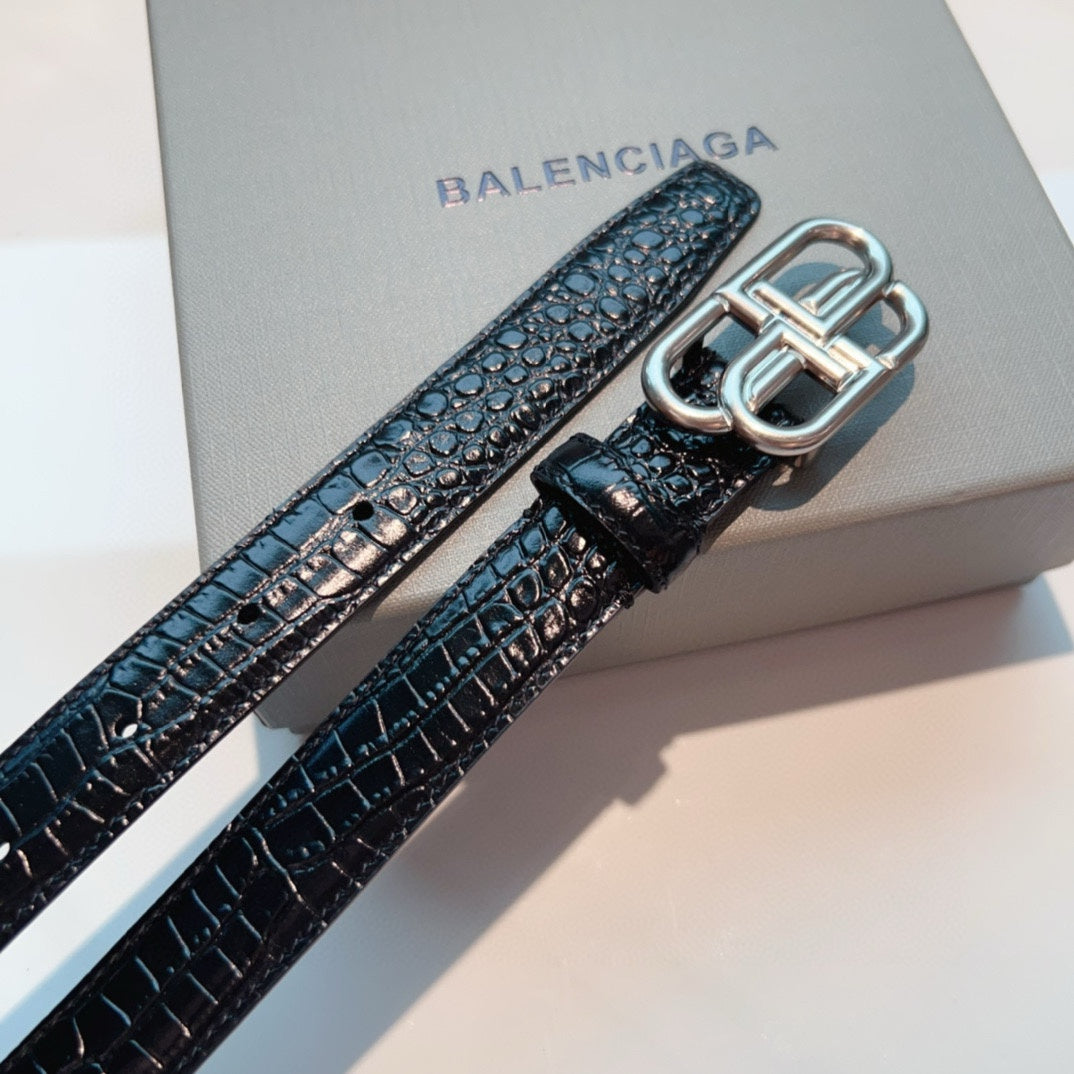 Double-Sided Balenciaga Crocodile Pattern Belt in Italian Matte Calfskin