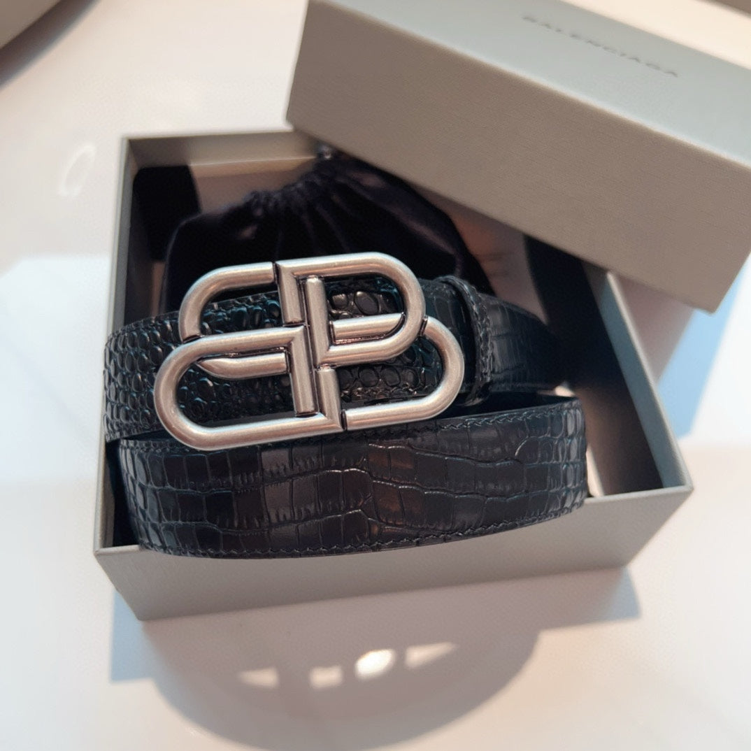 Balenciaga Double-Sided Crocodile Pattern Belt
