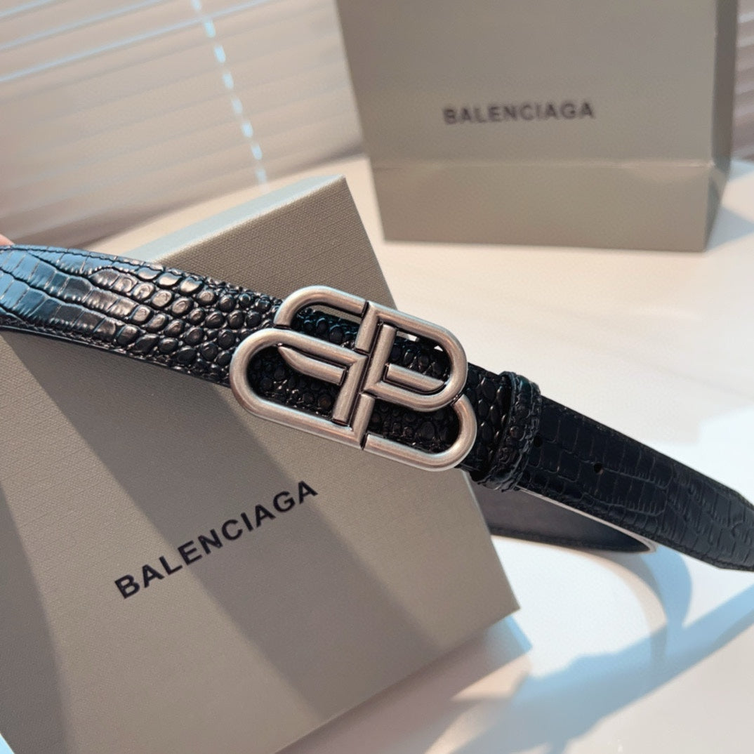 Balenciaga Double-Sided Crocodile Pattern Belt