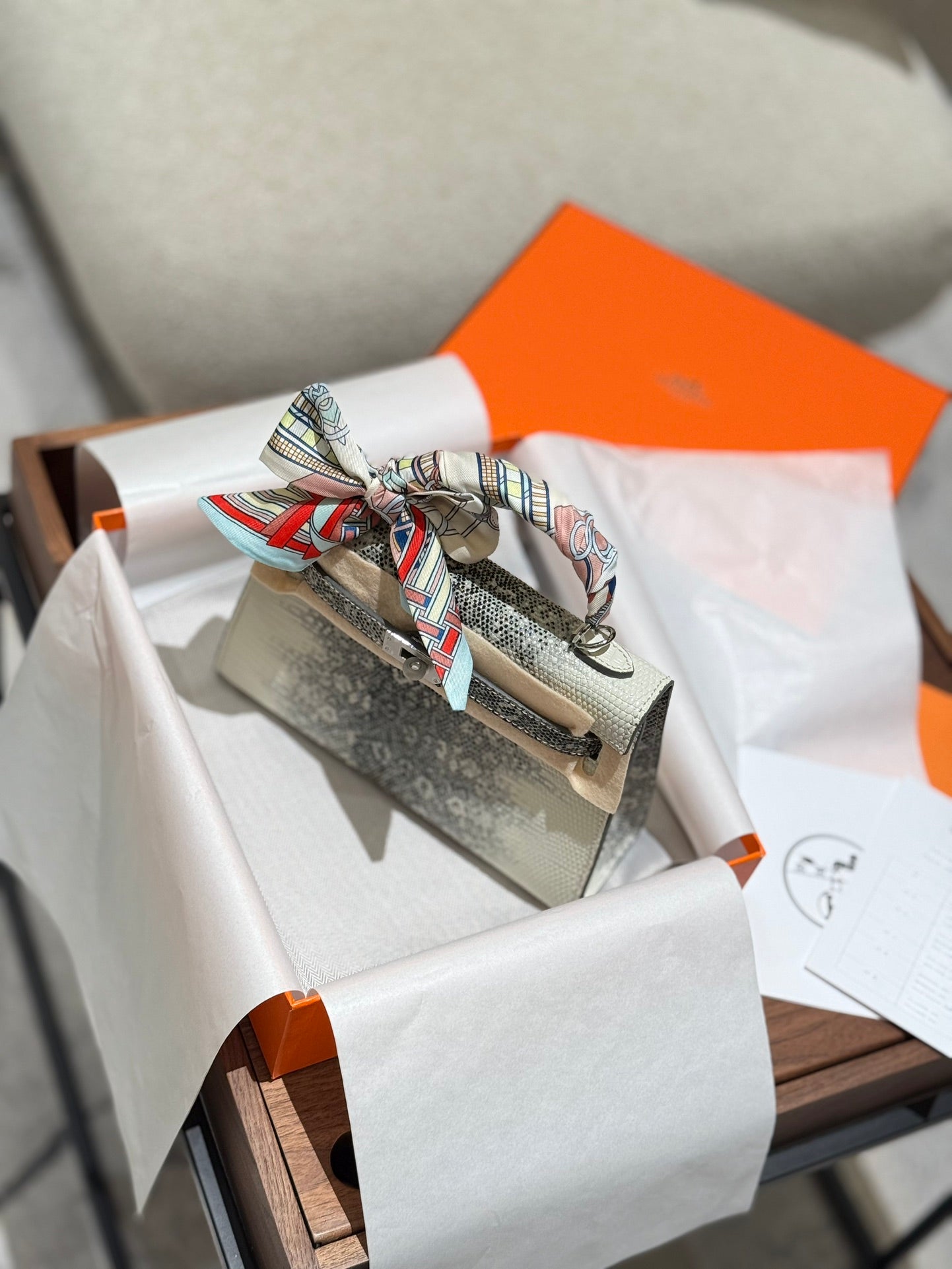 Hermes Mini Kelly 1B Original Color Lizard Handbag