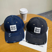 Miu Ripped Denim Baseball Cap - Casual Chic Accessory