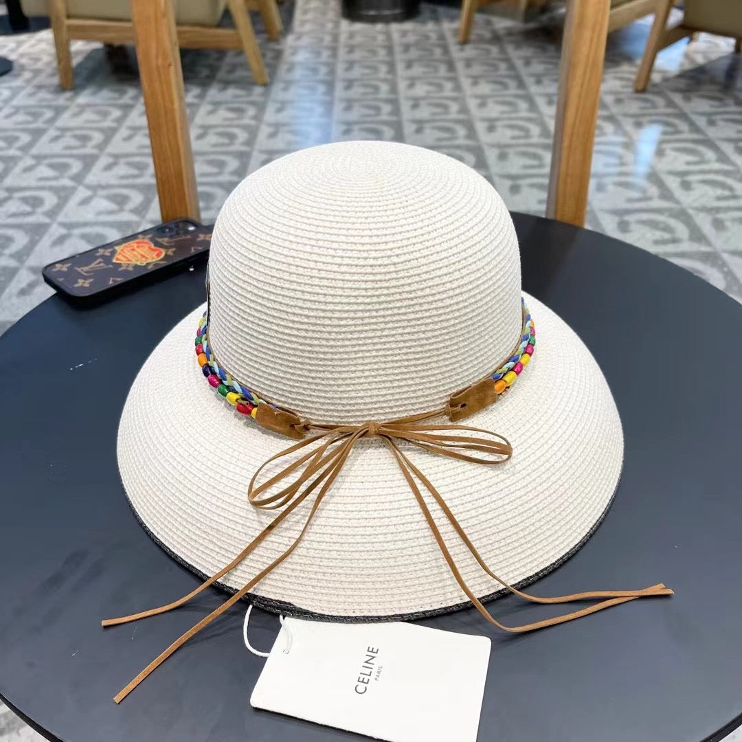 CÃ©line 2024 Straw Sun Hat - Elegant & Versatile Beach Accessory