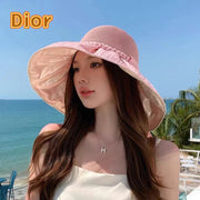 Elegant Dior Large Brim Vinyl Sun Hat for UV Protection