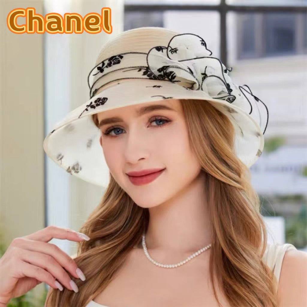 Elegant Women's Mesh Flower Pot Hat for Summer Sun Protection