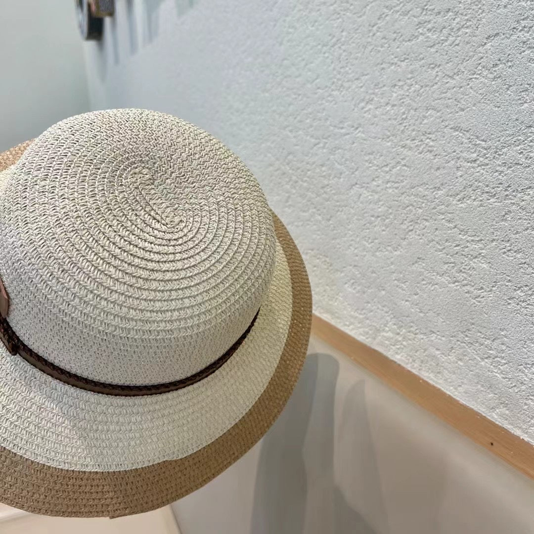 Celine Straw Sunshade and Basin Hat - Elegant Beach Style