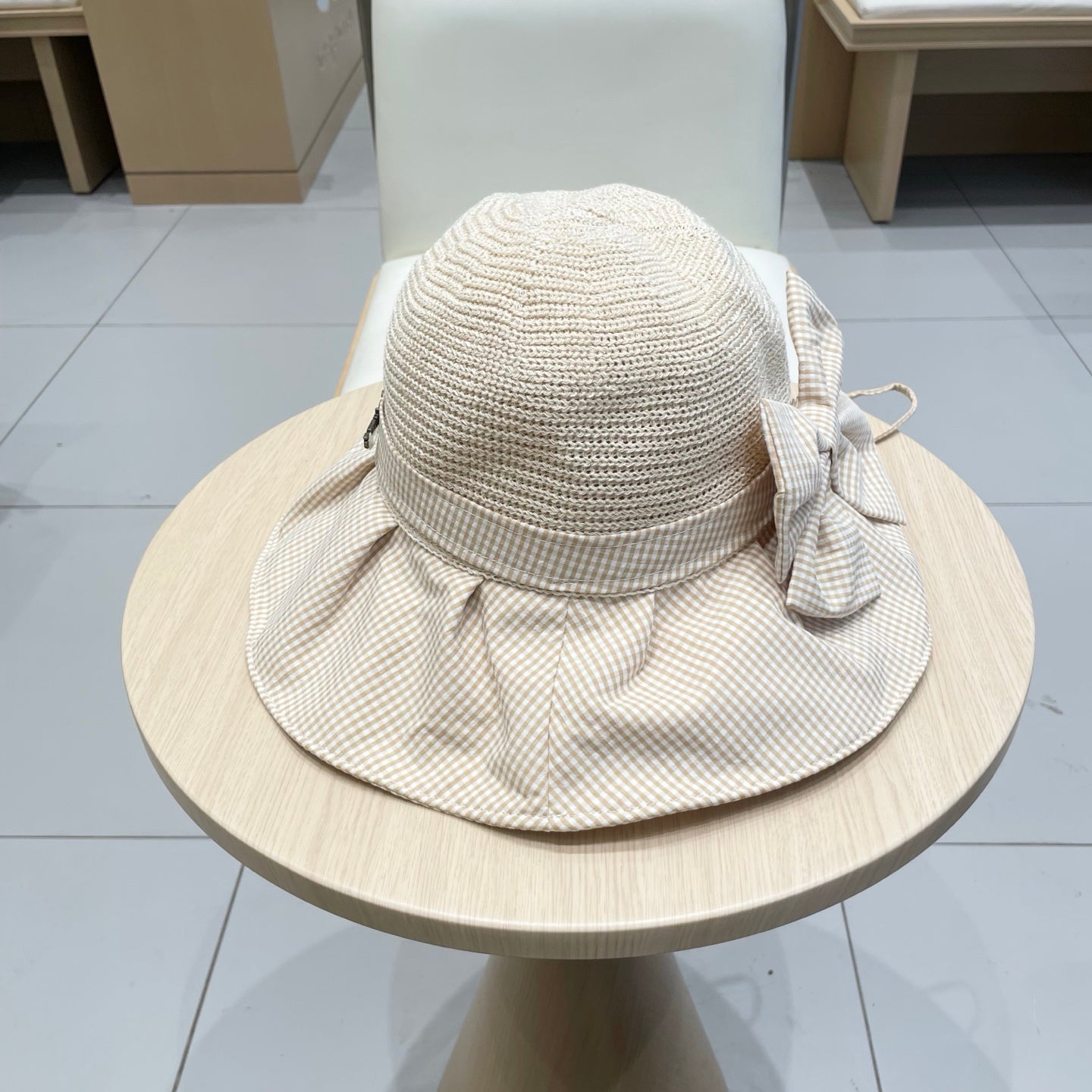 Saint Laurent Women's Plaid Splicing Fisherman Hat - Summer Sun Protection