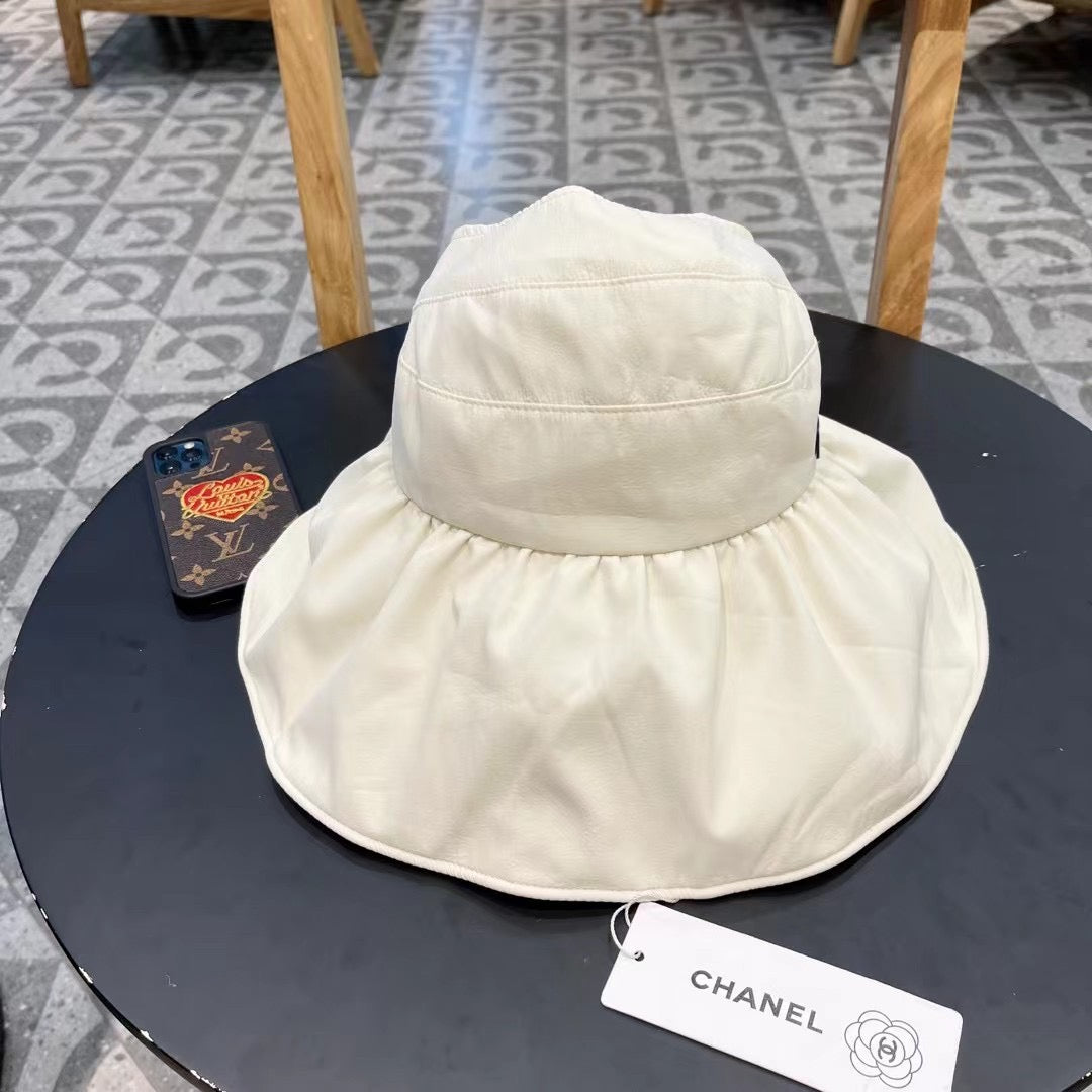 Chanel-Inspired Fabric Sun Hat with Bow â€“ 57cm