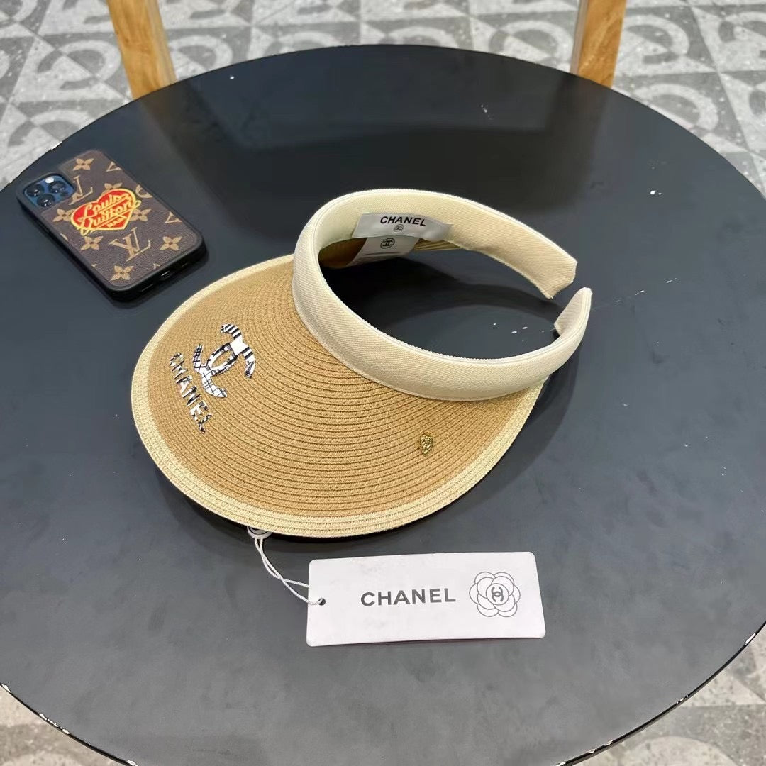 Women's Chanel Summer Straw Hat - Large Brim UV Protection