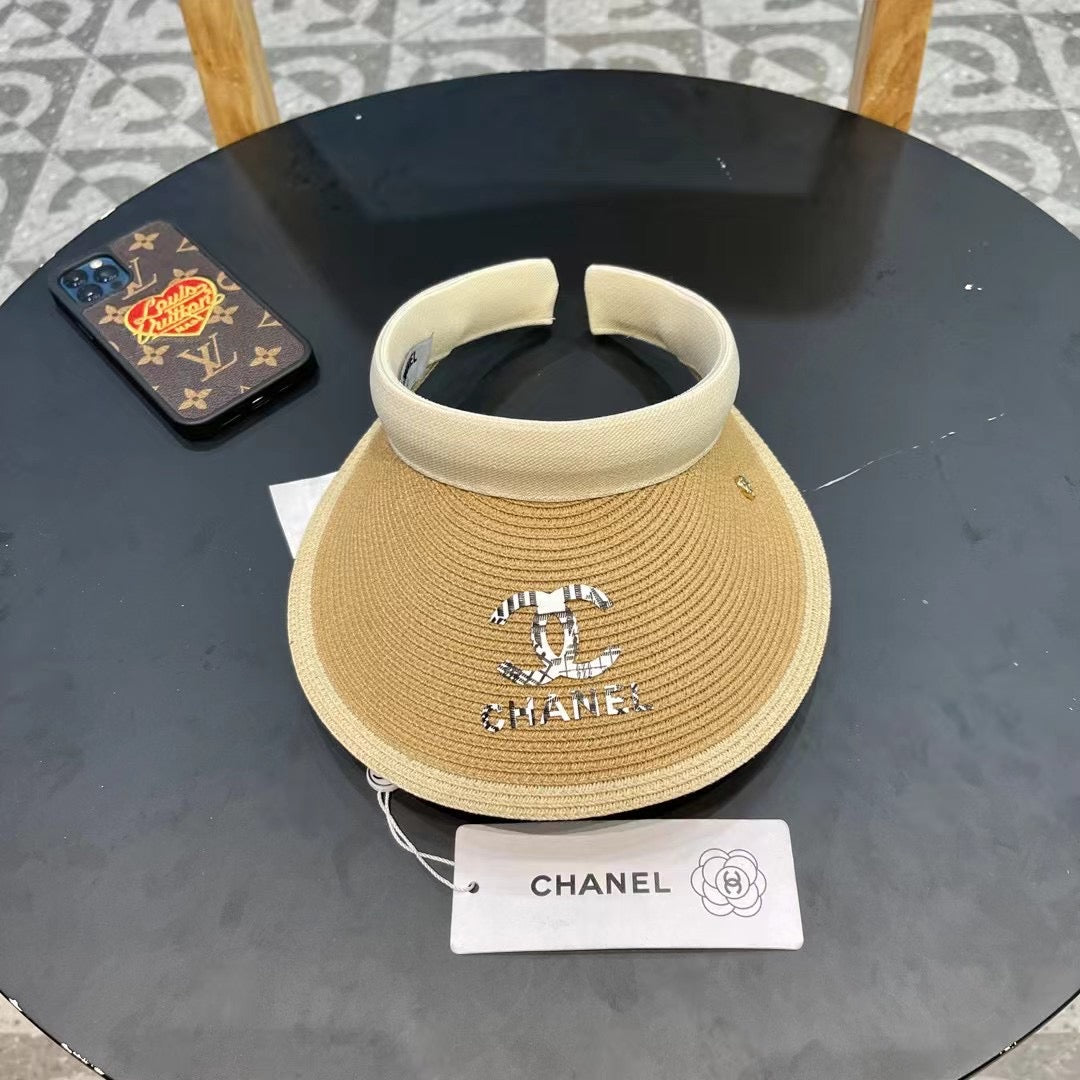Women's Chanel Summer Straw Hat - Large Brim UV Protection