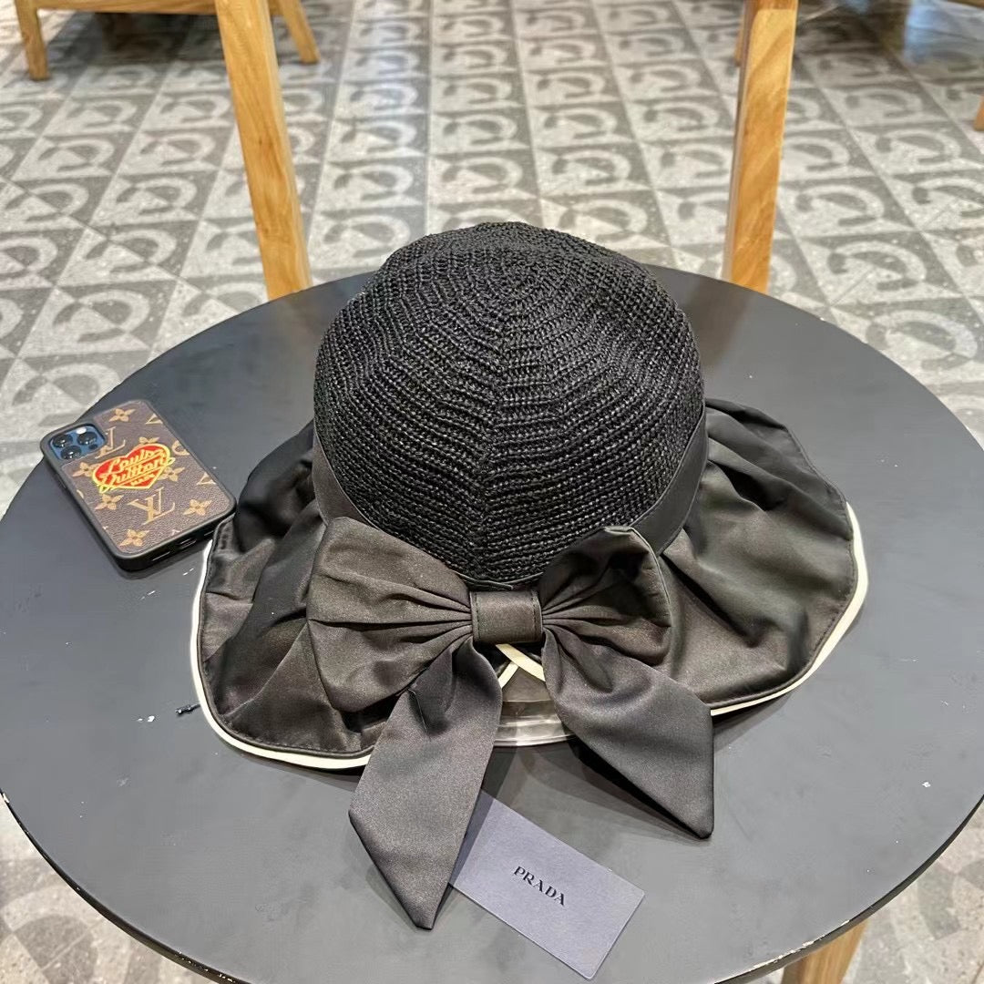 PRADA Women's Large Brim Vinyl Sun Hat - UV Protection Fisherman Hat