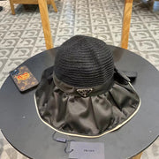 PRADA Women's Large Brim Vinyl Sun Hat - UV Protection Fisherman Hat