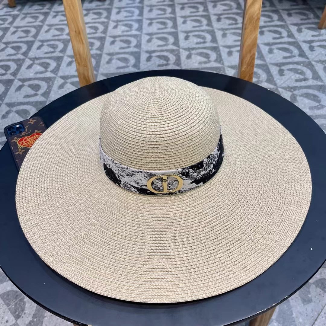 Dior 2024 New Model Round Brim Straw Hat