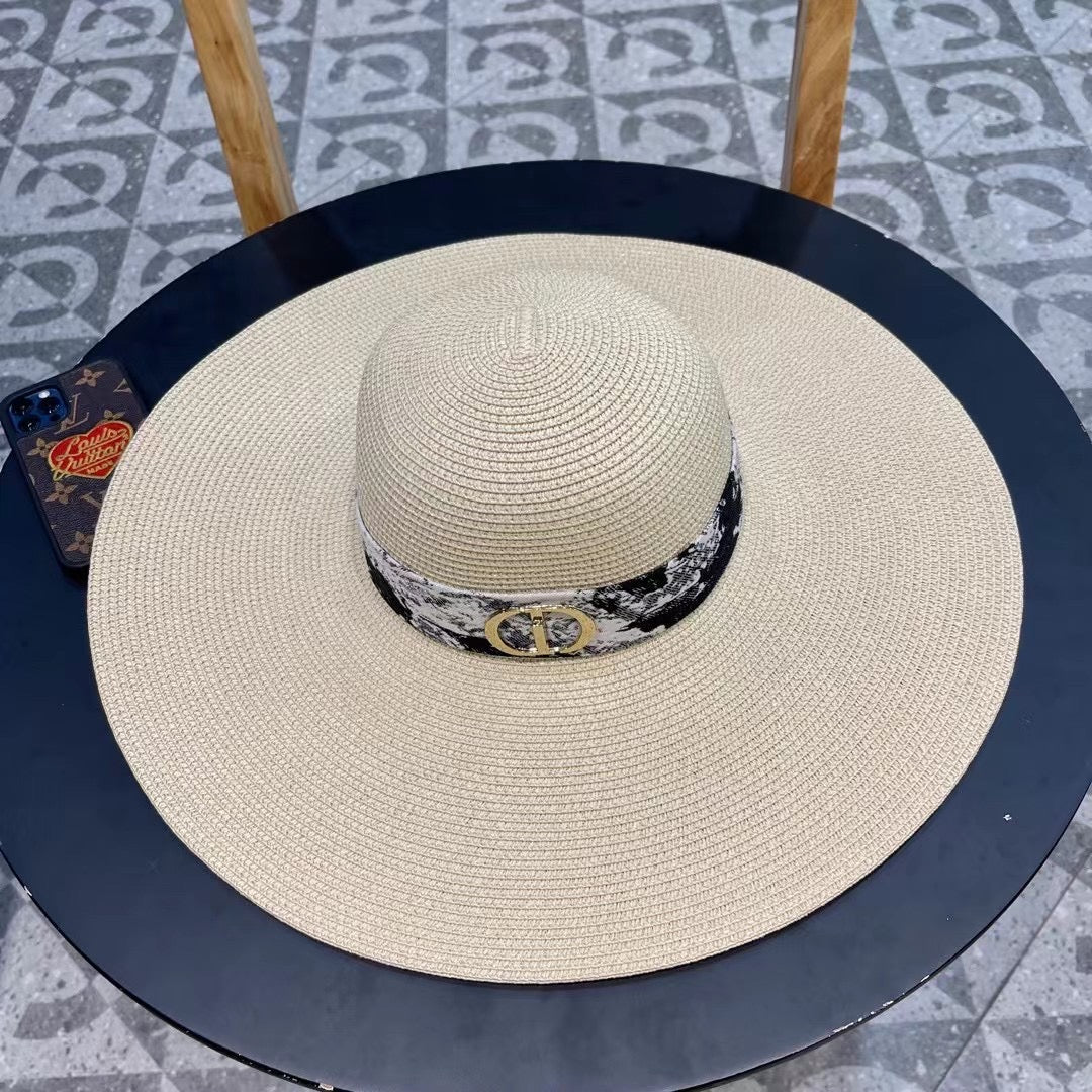 Dior 2024 New Model Round Brim Straw Hat