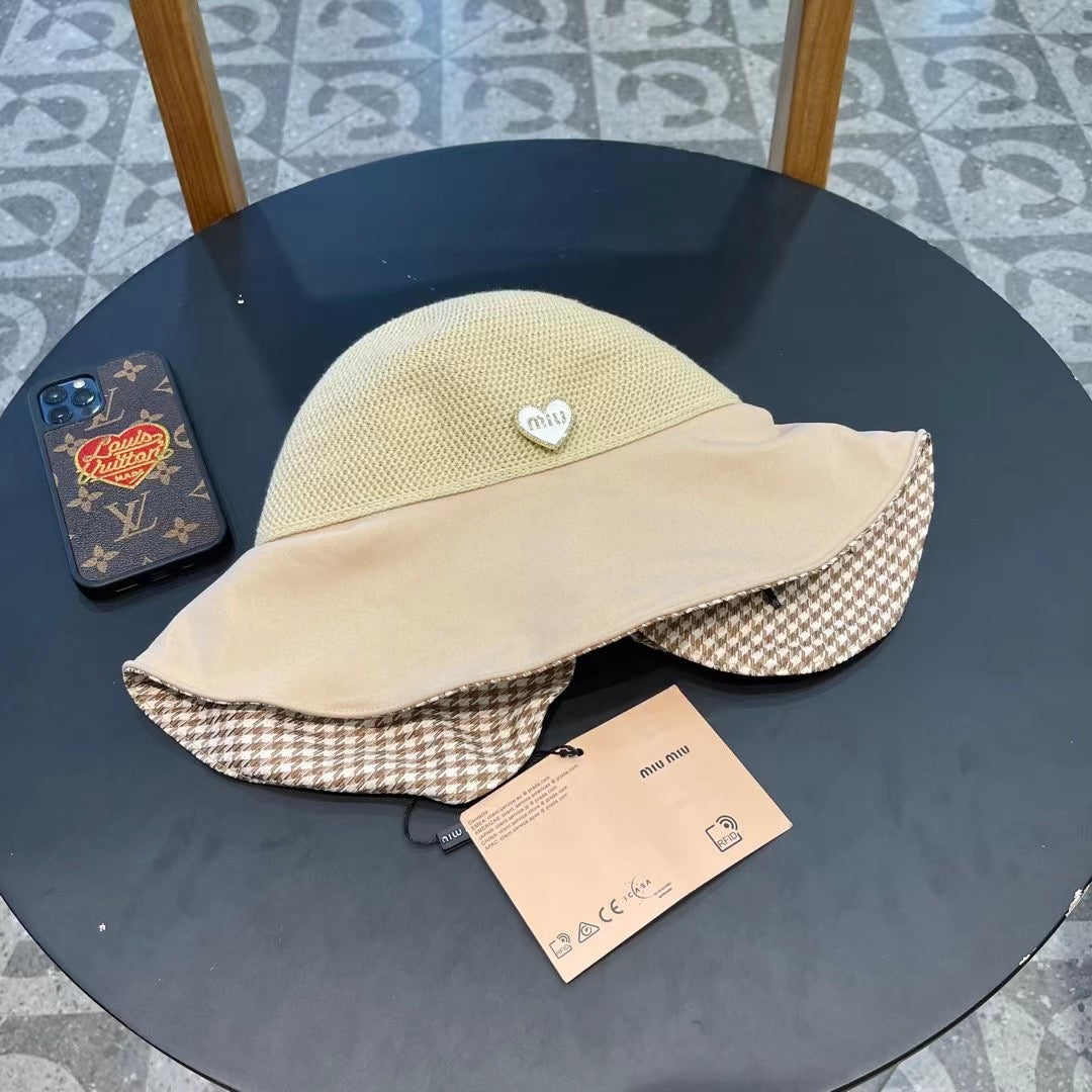 MIUMIU 2024 Spliced Material Bucket and Fisherman Hat